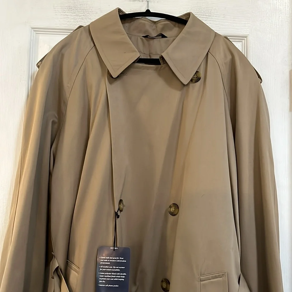 STAFFORD ALL WEATHER TRENCH COAT KHAKI TAN SIZE 42R NEW WITH TAGS
